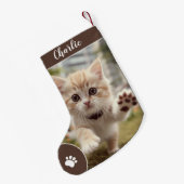 Frohe Weihnachtscreme Custom Pet Name, Foto Brown Kleiner Weihnachtsstrumpf (Rückseite (Hängend))