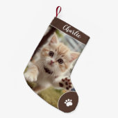 Frohe Weihnachtscreme Custom Pet Name, Foto Brown Kleiner Weihnachtsstrumpf (Vorderansicht (hängend))