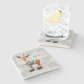 Frohe Weihnachtscreme mit einem Hut Beverage Co Steinuntersetzer (Seitenansicht)