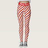Frohe Weihnachtscreme Stripped Imitats Glitzer Leg Leggings (Vorderseite)