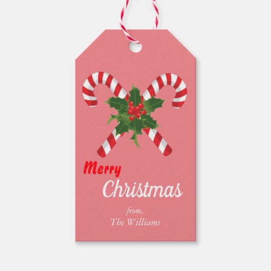 Frohe Weihnachtscreme, süß rot, weiß - rosa Geschenkanhänger (Vorderseite)