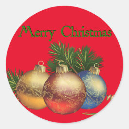 Frohe Weihnachtsdekor rund Sticker, glänzend Runder Aufkleber