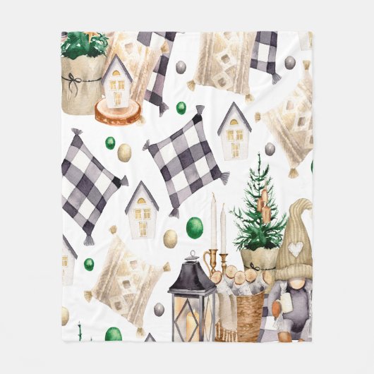 Frohe Weihnachtsdekoration Gnome Fleecedecke (Vorderseite)
