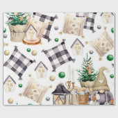 Frohe Weihnachtsdekoration Gnome Geschenkpapier (Flach)