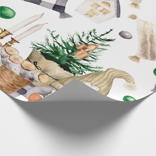 Frohe Weihnachtsdekoration Gnome Geschenkpapier (Ecke)