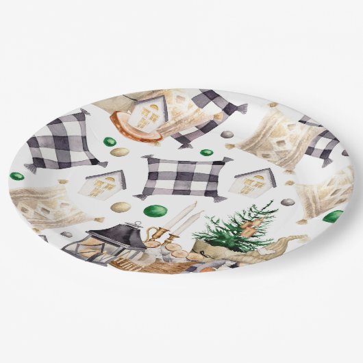 Frohe Weihnachtsdekoration Gnome Pappteller (Schrägansicht)