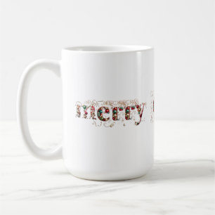 Frohe Weihnachtsdekoration Gold und Baubles Text Kaffeetasse