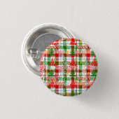 Frohe Weihnachtsdekoration Kariert Tartan Button (Vorne & Hinten)