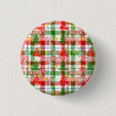 Frohe Weihnachtsdekoration Kariert Tartan Button (Vorderseite)