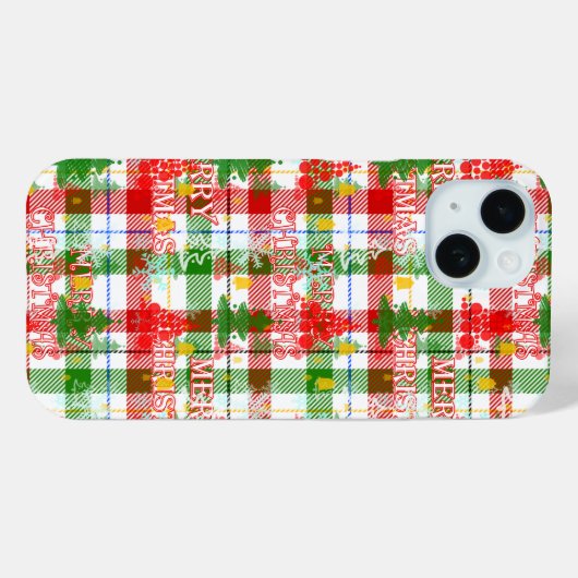 Frohe Weihnachtsdekoration Kariert Tartan Case-Mate iPhone Hülle (Rückseite (Horizontal))