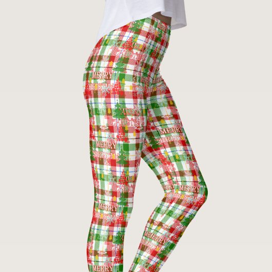 Frohe Weihnachtsdekoration Kariert Tartan Leggings