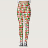 Frohe Weihnachtsdekoration Kariert Tartan Leggings (Vorderseite)
