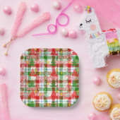 Frohe Weihnachtsdekoration Kariert Tartan Pappteller (Party)