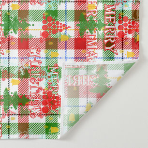 Frohe Weihnachtsdekoration Kariert Tartan Wandteppich