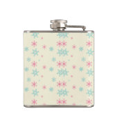 Frohe Weihnachtsdekoration Rosa & Blau Schneeflock Flachmann (Rückseite)