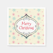 Frohe Weihnachtsdekoration Rosa & Blau Schneeflock Serviette (Vorderseite)