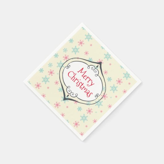 Frohe Weihnachtsdekoration Rosa & Blau Schneeflock Serviette (Ecke)