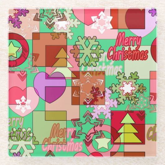 Frohe Weihnachtsdekoration Schneeflocke hören Glasuntersetzer (Vorderseite)