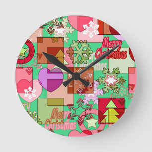 Frohe Weihnachtsdekoration Schneeflocke hören Runde Wanduhr