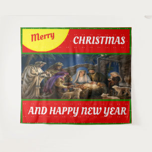 Frohe Weihnachtsdekoration Wand und Fenster Tapiss Wandteppich