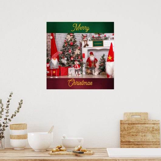 Frohe Weihnachtsdekorationen Poster (Küche)