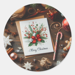 Frohe Weihnachtsdekorationen Runder Aufkleber