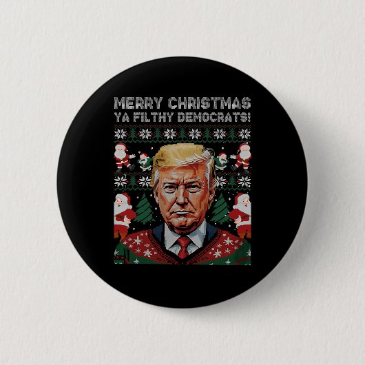 Frohe Weihnachtsdemokraten Filthy Ya Funny Xmas Button (Vorderseite)
