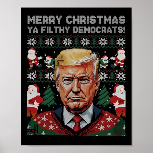Frohe Weihnachtsdemokraten Filthy Ya Funny Xmas Poster (Vorne)