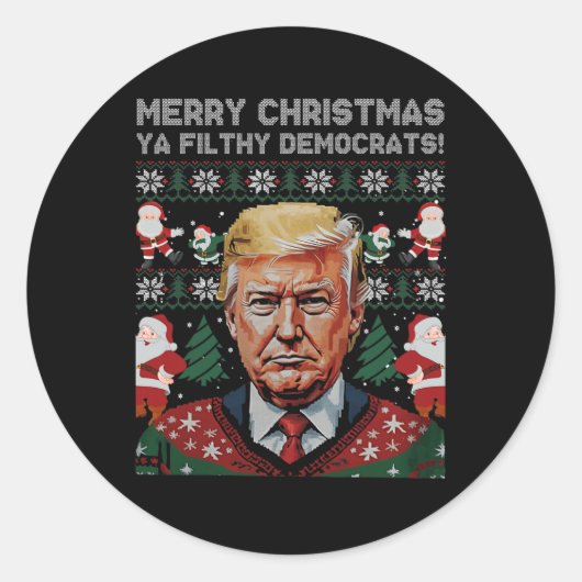 Frohe Weihnachtsdemokraten Filthy Ya Funny Xmas Runder Aufkleber (Vorderseite)