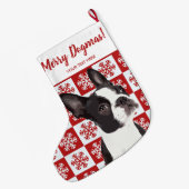 Frohe Weihnachtsdogmas Boston Terrier Festlicher H Großer Weihnachtsstrumpf (Rückseite (Hängend))