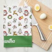 Frohe Weihnachtsdoodles Geschirrtuch (Viertel Falte)