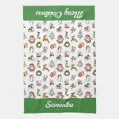 Frohe Weihnachtsdoodles Geschirrtuch (Vertikal)