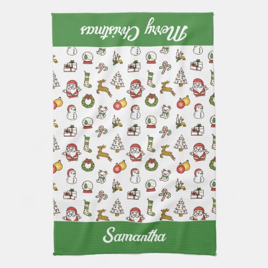 Frohe Weihnachtsdoodles Geschirrtuch (Vertikal)