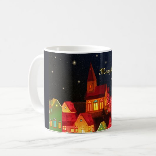 Frohe Weihnachtsdorf-Tasse Kaffeetasse (Vorderseite Links)