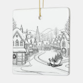 Frohe Weihnachtsdörfchen Schneeszene Personalisier Keramikornament (Links)