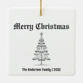 Frohe Weihnachtsdörfchen Schneeszene Personalisier Keramikornament (Rückseite)