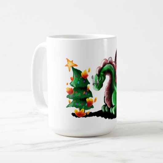 Frohe Weihnachtsdrache Kaffeetasse (Vorderseite Links)