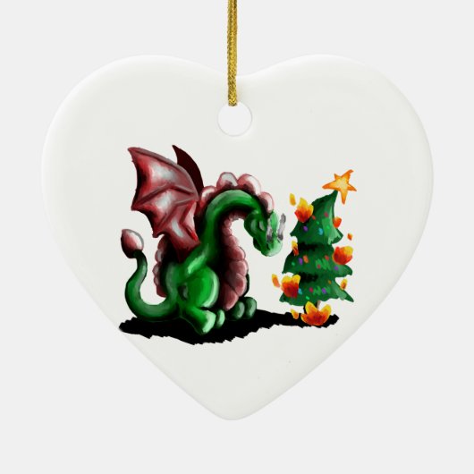 Frohe Weihnachtsdrache Keramik Ornament (Hinten)