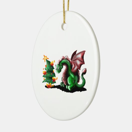 Frohe Weihnachtsdrache Keramik Ornament (Links)