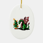 Frohe Weihnachtsdrache Keramik Ornament (Vorne)