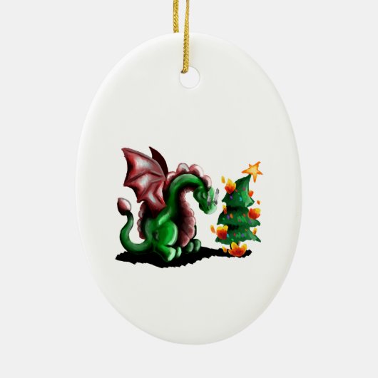 Frohe Weihnachtsdrache Keramik Ornament (Hinten)