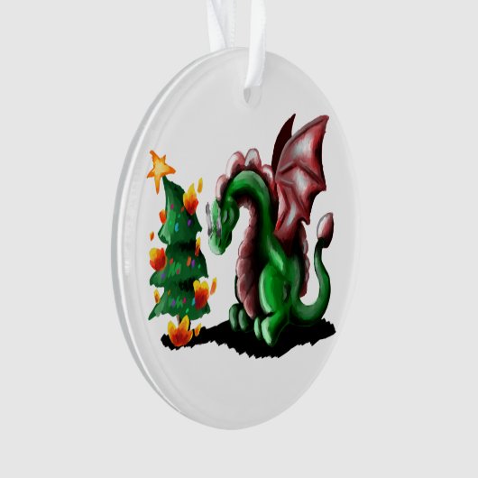 Frohe Weihnachtsdrache Ornament (Vorderseite)
