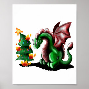 Frohe Weihnachtsdrache Poster