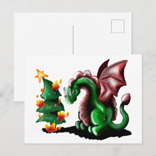 Frohe Weihnachtsdrache Postkarte (Vorne/Hinten)