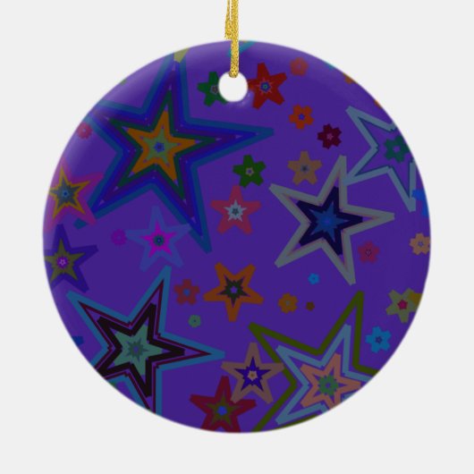 Frohe Weihnachtsdunkel Lila, Stars Heaven Star Keramikornament (Hinten)