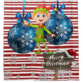 Frohe Weihnachtsduschvorhang, Elfenstreifen Duschvorhang (Vorderseite)