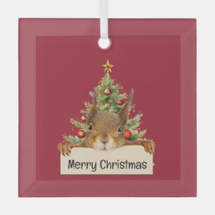 Frohe Weihnachtseichhörnchen Weihnachtsbaum essbar Ornament Aus Glas