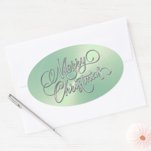 Frohe Weihnachtseis Grün Aufkleber Embossed Look (Umschlag)