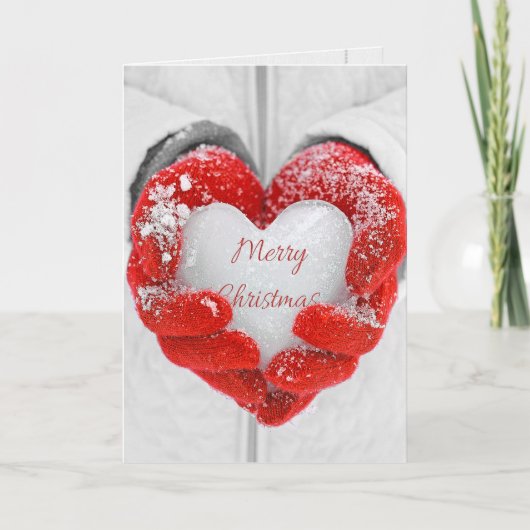 Frohe Weihnachtseis in roten Handschuhen Karte (Vorderseite)
