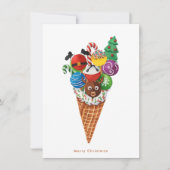 Frohe Weihnachtseis Waffle Cone Dessert Feiertagskarte (Vorderseite)